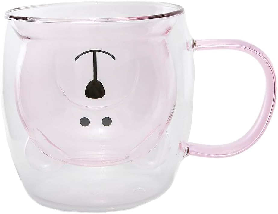 lachineuse Double Wall Mug - Cute Bear - Honey Colour - 9oz Capacity - Yellow