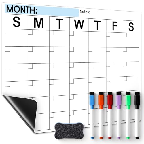 Dry Erase Magnetic Calendar for Refrigerator -...