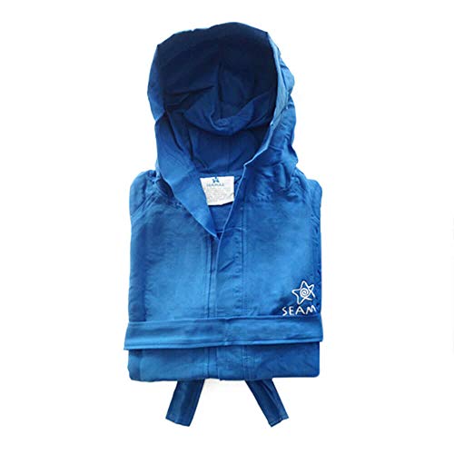 Seamar Albornoz infantil de microfibra con capucha, tejido Tecno para casa, gimnasio, piscina, playa y viaje (12-14 años, azul Royal)