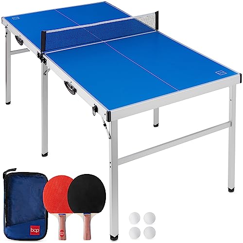 Best Choice Products 6X3Ft Portable Ping Pong Table Game Set, Folding Indoor Outdoor Table Tennis For Rec Room W/ 2 Paddles, 2 Balls, Net, Carrying Bag, Adjustable Feet #TOP11
