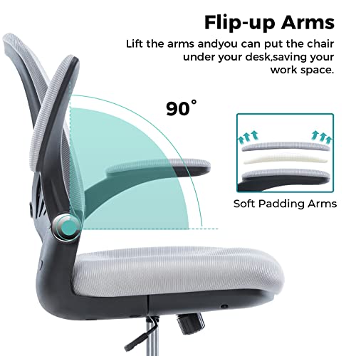Hramk Office Drafting Chair With Flip-Up Arms, Tall Office Chair For Standing Desk, Extended Height Desk Chair With Foot Rest (Grey) #TOP3