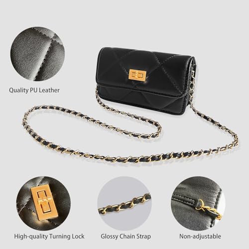 Black Purse with Leather Woven & Sleek Gold Chain Strap, Small Crossbody Bag Perfect for Carrying Daily Essentials3