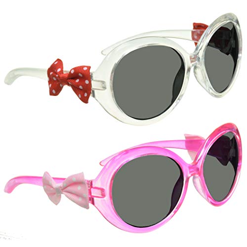 Prosportsunglasses Girls Sunglasses Pink Butterfly Heart Princess Bow, 2 Pairs Set, Uv 100% Protected. 2 Years To 10 Years Old (Sasha Clear & Pink, Smoke) #TOP2