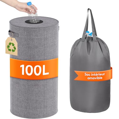 Poubelle cuisine tri selectif Lifewit grise anti odeur avec trou