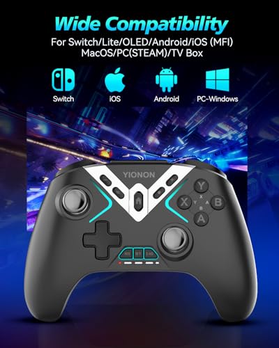 Image of YIONON Wireless PC Controller with Hall Effect Joysticks and Triggers | Bluetooth Controller for Windows PC /Switch /Android /Mobile /TV /iOS /MAC with Loop Macro, Vibration, Turbo, Motion Control