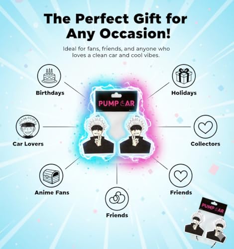Image of PumpCar 2 pieces Gojo double-sided hanging Japanese anime cherry-scented car air freshener Cool anime hanging for rearview mirror Car Interior Accessories Gifts, purple
