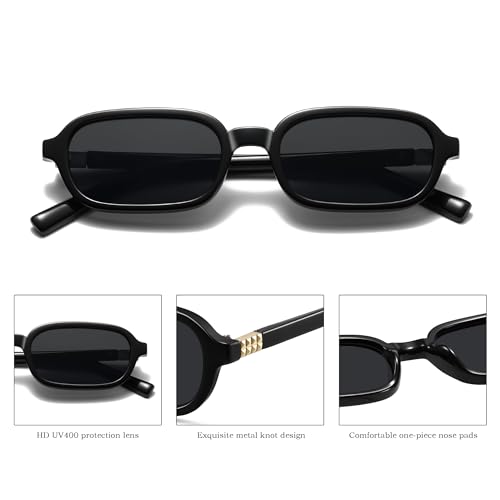 Retro Rectangle Sunglasses for Women Men Trendy Vintage Small Square Sun Glasses 90s Fashion Cute Sunnies CL0103