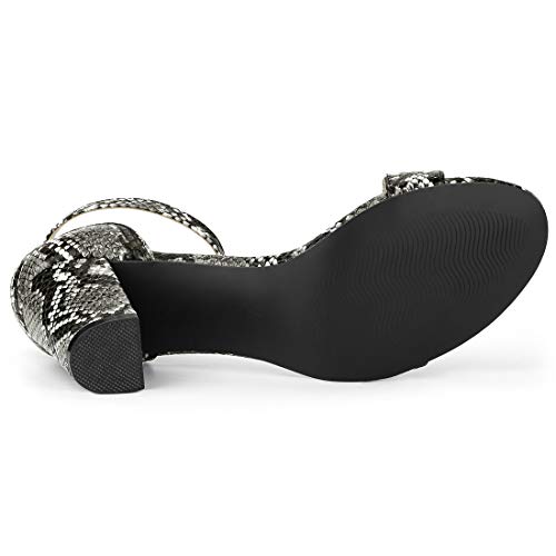 Allegra K Allegra K Women's Snakeskin Heels Ankle Strap Black Snake Chunky Heel Sandals 9 M US