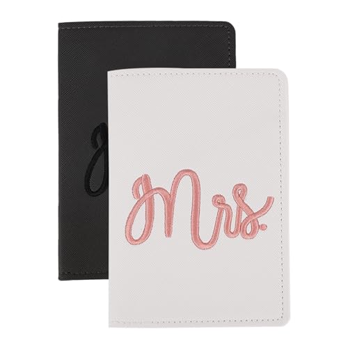Fukaisu Funda para Pasaporte Sr. y Sra., Ideal para Parejas Bodas Lunas de Miel y Viajes Regalo Recién Casados (Gris/Blanco)