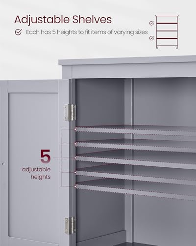 Image of VASAGLE Floor Storage Cabinet, Freestanding Unit, 4 Doors | Adjustable Shelves, 11.8 x 23.6 x 43.3 Inches, for Entryway, Bathroom, Dove Gray, UBBC552P36