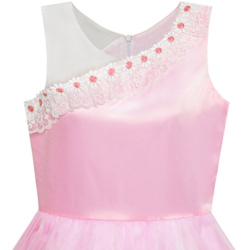 Sunny Fashion Flower Girl Dress One Shoulder Lace Embroidered Flower Pageant3