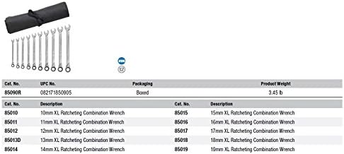 Miniatura 2 de GEARWRENCH Juego de llaves métricas combinadas de trinquete de 12 puntos XL de 10 piezas con rollo de herramientas - 85090R