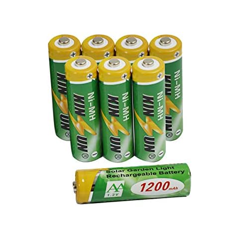 KINSUN 8-Pack Rechargeable Batteries 1.2V NiMH AA 1200mAh for Outdoor Solar Garden Lights Landscape Lights Path Lights Cover