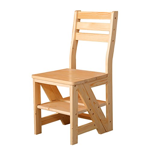 Taburete de escalera plegable LUNEZY de madera maciza con 3 peldaños para hogar 3
