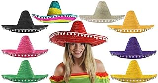 MEXICAN STRAW SOMBRERO HAT MENS OR LADIES IDEAL FANCY DRESS *FREE MUSTACHE*