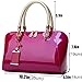 XingChen Shiny Patent Women Faux Leather Handbags Crossbody Bag Top Handle Purse Satchel Bag Shoulder Bag(Rose)