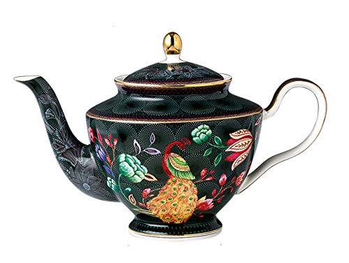 YBK Tech Vintage Tee-Set, Knochenporzellan Teekanne Kaffeekanne - Elegante Pfau/Blumen-Serie (963 ml große Teekanne) Cover