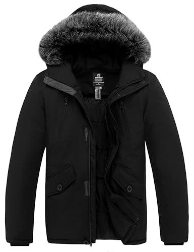 wantdo Men's Winter Jacket Thicken Parka Coat Winter Warm Puffer Jacket with Hood