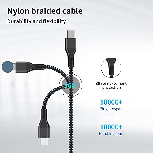 MLTRA USB Type C Cable 3A Fast Charging, USB-A to USB-C Charge Braided Cord Compatible with Samsung Galaxy S10 S9 S8 S20 Plus A51 A11,Note 10 9 8, PS5 Controller, USB C Cable Charger (Black, 1M)