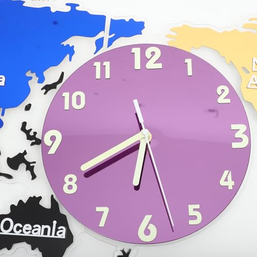 Horloge murale carte du monde silencieuse pour décorer un bureau moderne