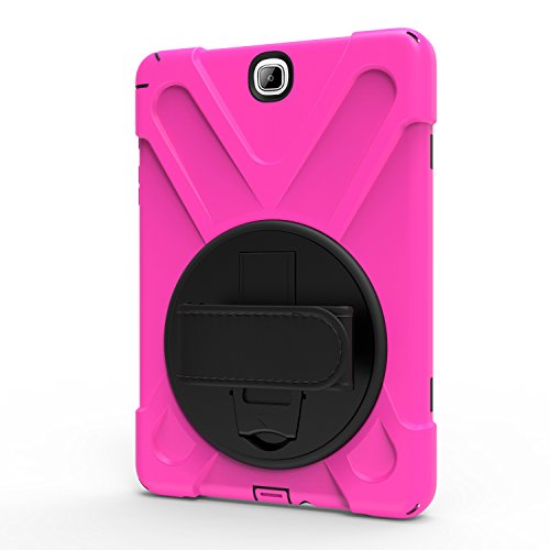 Galaxy Tab A 9.7 Case Kiq Full-Body Shock Proof Hybrid Heavy Duty Armor Protective Case For Samsung Galaxy Tab A 9.7 2015, Sm-T550 With Kickstand And Screen Protector (Shield Hot Pink) #TOP2