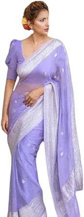 C J Enterprise Sari Banarasi para mujer puro Kanjivaram seda sari suave diseño desgaste Pattu sari último partido algodón con blusa pieza Kanchipuram para boda tradicional nuevo 2024 (kerimeena