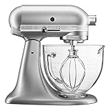 KitchenAid KSM155GBSR 5-Qt. Artisan Design Series with Glass Bowl - Sugar Pearl Silver