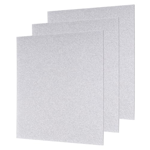 Image of MECCANIXITY 3Pcs Silver Glitter Acrylic Sheets 1 /8 inch Thickness 8 inch x 8 inch Glossy PMMA Fluorescent Plastic Sheets Extruded Translucent Blanks for DIY Art Crafting Laser Cutting & Engraving