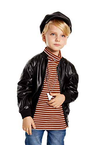 Chaqueta De Cuero Sintético para Niños, Abrigo de Chicos Cremallera Abrigos Cazadoras Ropa De Abrigo Primavera Otoño Invierno