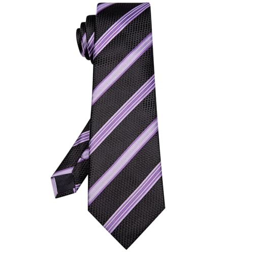Image of Hi-Tie 63 inches Striped Paisley Extra Long Ties for Men Silk Necktie with Lapel Pin Tie Clip Big and Tall Men Formal Wedding