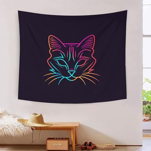 Tapisserie murale chat 3D grand format en tissu haut de gamme BXYAFEKUD