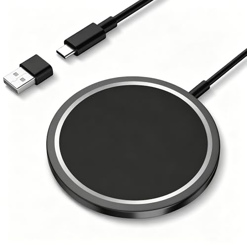 Apple Chargeur MogSafe,iPhone Rapide Chargeur magnétique 15W, Induction Compatible avec iPhone 17/16/15/14/13/12/X/XS/XR Series,AirPods 4/3/2/Pro2 (【Noir】)