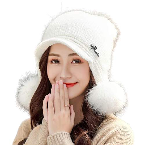 Pom Beanie Hat with Soft Sherpa Lining 