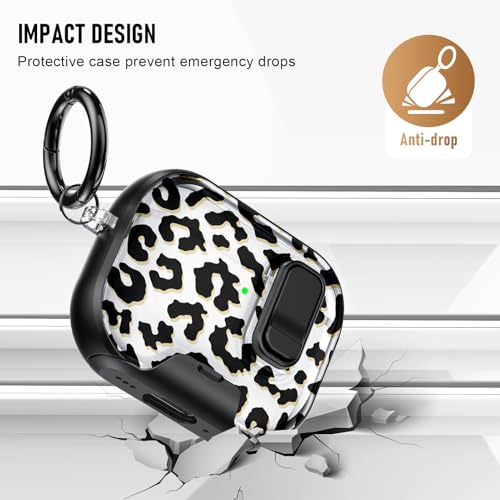 Image of Compatible Airpods Pro 3 Case (2025) with Phone Stand & Cleaner Kit,Cute Soft Silicone Lock Clip Apple AirPods Pro 3rd Generation Case, Airpod Pro 3 Cover with Keychain for Women /Girls,Leopard Print