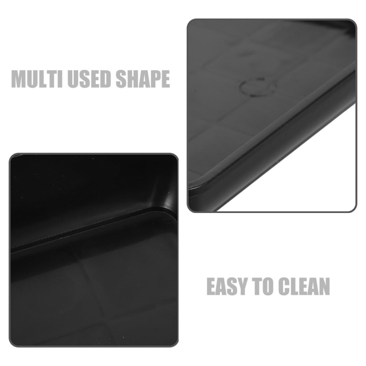 Mikinona Plato para Macetas Rectangular Negro de PP 3 Piezas para Plantas | Base Estable, Recoge Derrames y Tierra, Uso Diario en Alfombra, Formato Compacto para Flores