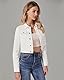 Roskiky Cropped Jean Jacken für Frauen Kurze Denim Shacket Jacke Leicht Fitted Stretch M Elfenbeinweiß