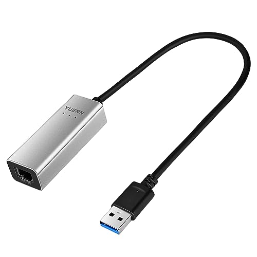 YUENN USB 3.0 Ethernet Adapter, Aluminum Portable USB 3.0 to 10/100/1000 Gigabit Ethernet Internet Adapter, Compatible with Laptop, MacBook, Surface,PC, iPhone 15 Pro/Max, Dell XPS, Galaxy S8-S23