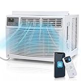Window Air Conditioner, 12000 BTU AC Unit + Cools Up to 550 Sq ft, WiFi Smart Control + Remote + 61-88°f, CEER 10.9 Eco Mode + Auto Restart + Dehumidifier, 12000 BTU