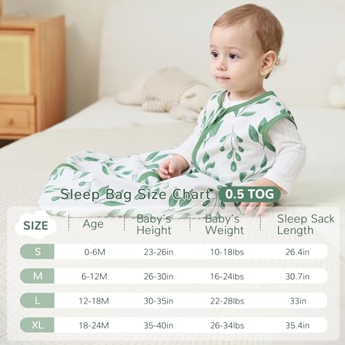 Image of JELLYMONI Baby Sleep Sack 18-24 Months 100% Cotton Wearable Blanket, 0.5 TOG Soft Lightweight Toddler Sleeping Sack 3 Pack 2-Way Zipper Newborn Sleep Sacks