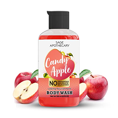 Image of Sage Apothecary Natural Body Wash for Refreshing, Healthy Skin- 300ml (Candy Apple)
