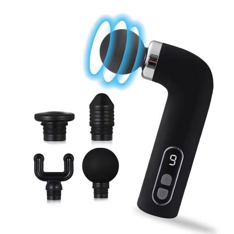 Massage Gun Deep Tissue - Portable 9 Speeds Handheld Muscle Massager With 4 Massage Heads 1200Mah Battery & Type-C Charging, For Muscle Pain Relief Recovery, Multi (Style 4)