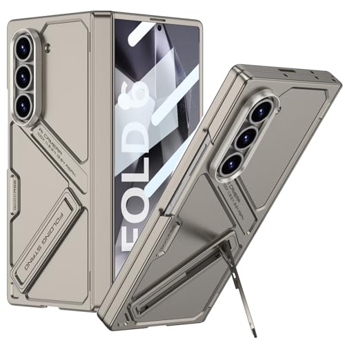 Coque Galaxy Z Fold6 avec béquille et protection d'écran intégrée charnière couleur or