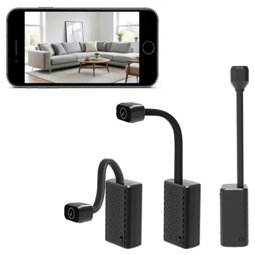 WKX Mini Goose-Neck Security Camera, Indoor Camera Wireless with Magnetic Mount, 2K HD, Color Night Vision, Built-in Hotspot & Battery, Motion Detection, Cloud Storage, Phone/PC Monitoring
