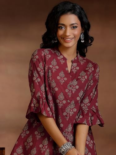 Image of Libas Printed Cotton A-Line Kurti for Women