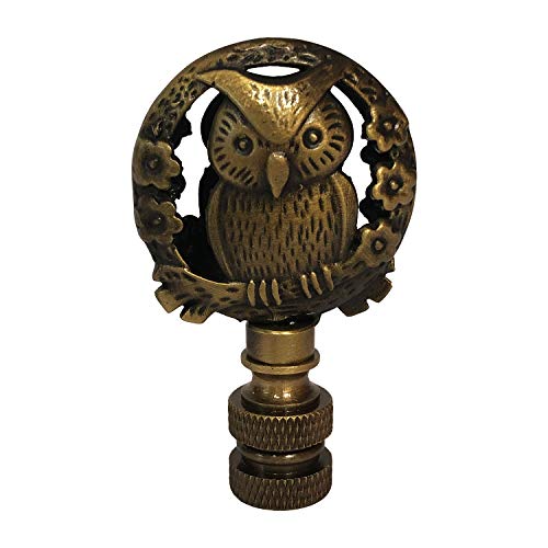 Royal Designs, Inc. Decorative Wise Owl Lamp Finial, F-5098-AB-1, Antique