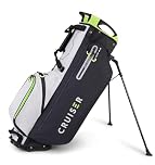 Cruiser CR-Hybrid Golf Stand & Trolley Bag – 10” 5-Way Divider Top - Unique Design Fits Easily on Golf Cart - Lightweight, 5 Pockets, Padded Shoulder Straps & Hip Rest - 3 Way Top Grab Handle