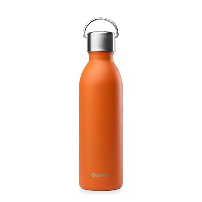 Qwetch - Bouteille Isotherme Active Orange 600ml - Gourde avec Anse Inox Recyclé - 24h Froid et 12h Chaud - Etanche, Ergonomique & Compacte