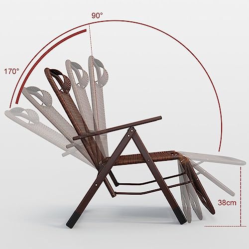 Chaise longue d'extérieur zero gravity pliable en rotin tressé taille L