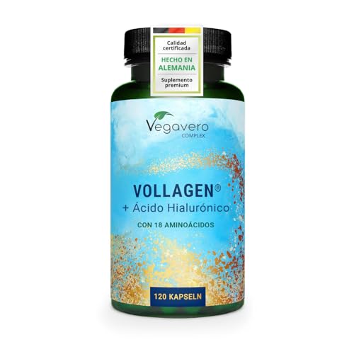 Vegavero Colágeno Vegano + Ácido Hialurónico | DOSIS ALTA | Piel + Cabello + Antiedad | AMINOÁCIDOS | Articulaciones + Masa Muscular | Materia Premium: Vollagen | Sin Aditivos