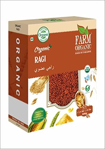 Farm Organic | Organic Ragi Whole | 500g | Vegan | Gluten Free | NonGMO | Halal